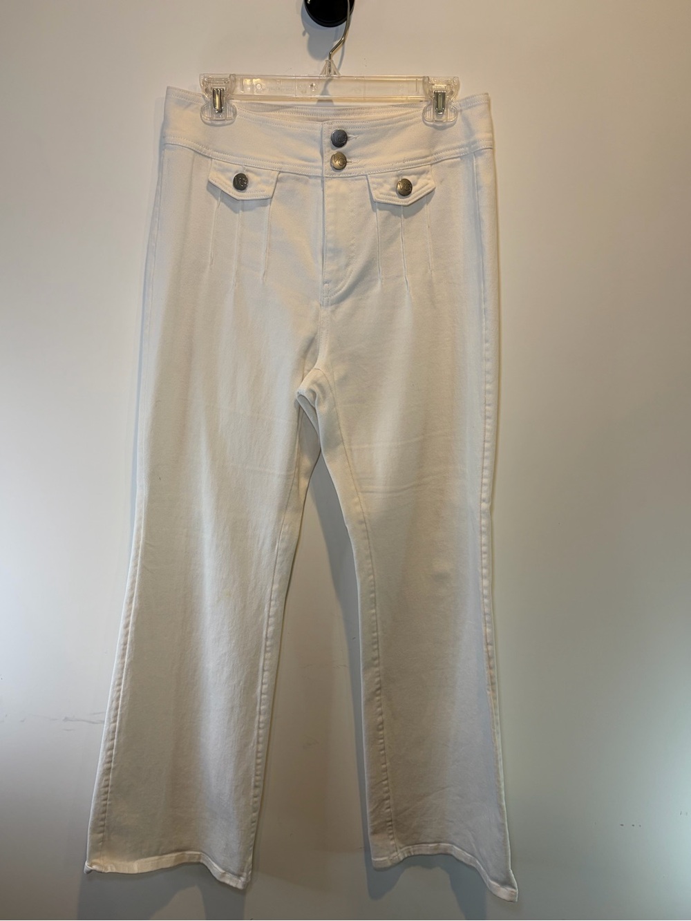 Victor Glemaud White High-Rise Wide-Leg Jeans with Button Flap Pockets